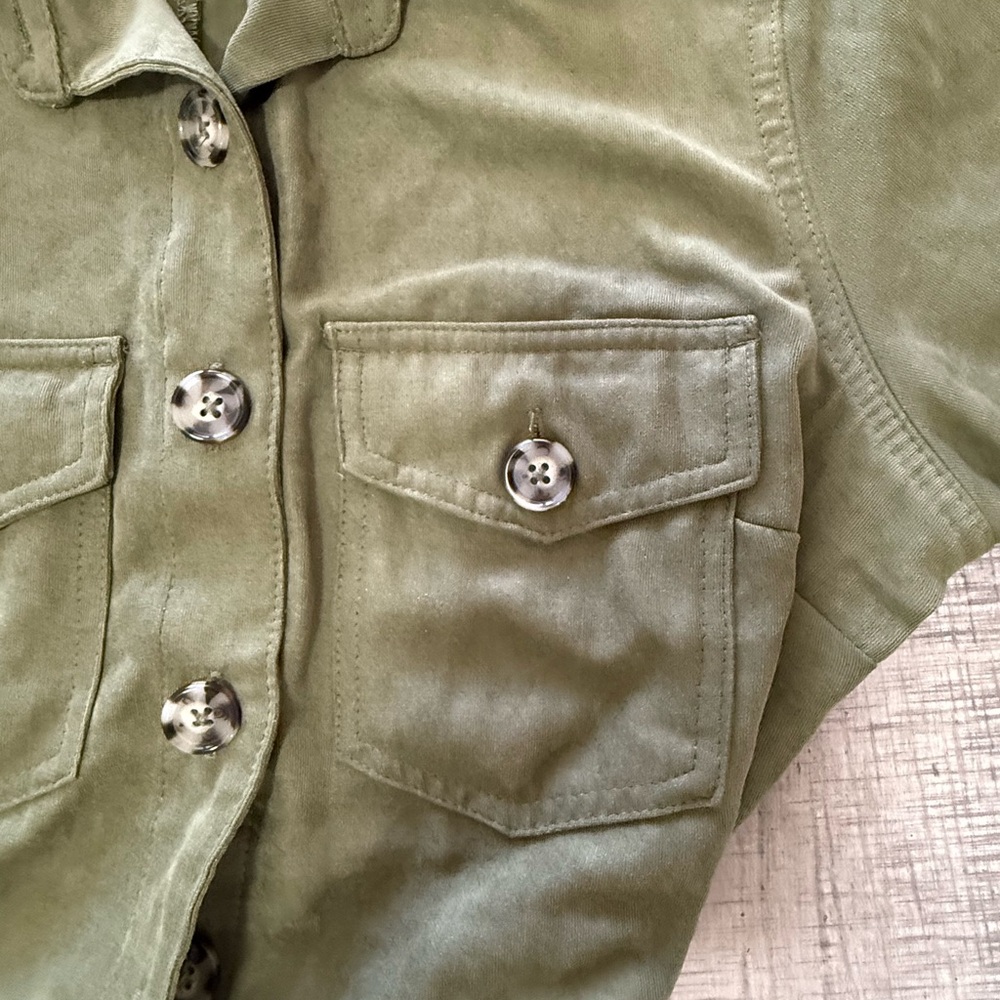 Millenium Olive Button Front Utility Midi Shirt Dress with Belt – Size Small - Picture 11 of 12